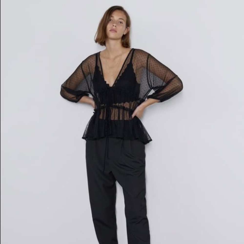 Zara Dotted Mesh Tulle Wrap